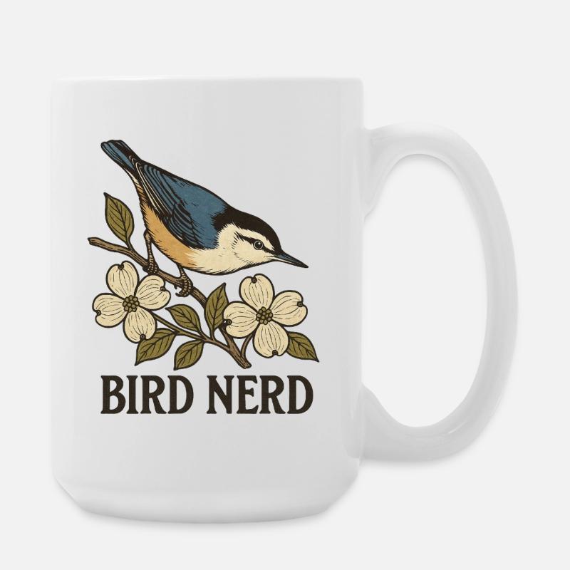 Eleganter blau-schwarzer Singvogel Vogel Nerd - Große Tasse 440 ml - Weiß