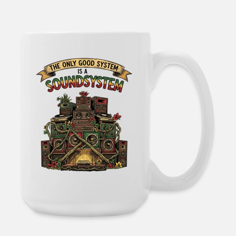 Sound System Collage Dub Reggae - Large Mug 440 ml - white