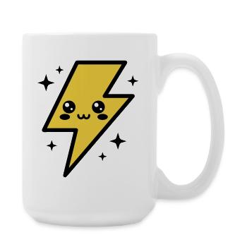 Kawaii Blitz mit ausdrucksstarkem Gesicht - Große Tasse 440 ml - Weiß - Rechts