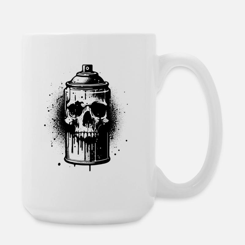 skull_spray - Large Mug 440 ml - white