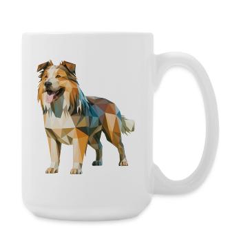 Australian Shepherd - Cool Low Poly  Logo - Large Mug 440 ml - white - Right