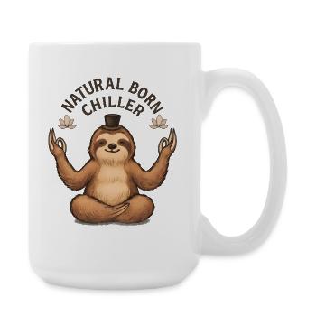Meditierendes Faultier – Chillen und Entspannen - Große Tasse 440 ml - Weiß - Rechts