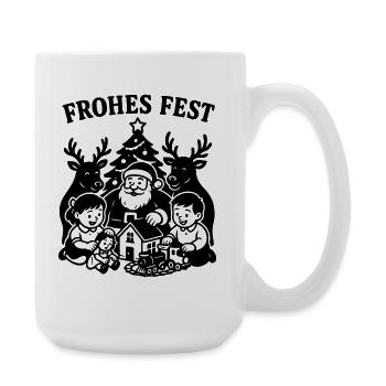 Frohes Fest Weihnachten Kinder Bescherung - Große Tasse 440 ml - Weiß - Rechts