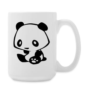 Kawaii Panda – Süßer Manga Bär Bambus - Große Tasse 440 ml - Weiß - Rechts