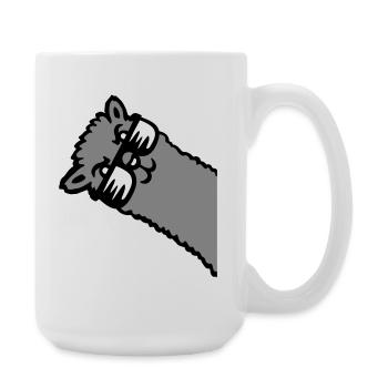 Lama Alpaka Kopf Sonnenbrille cool grau witzig süß - Große Tasse 440 ml - Weiß - Rechts