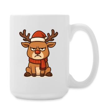 Grim Reindeer with Christmas Scarf - Large Mug 440 ml - white - Right