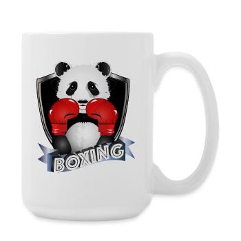 Boxender Panda – Lustiges Tiermotiv - Große Tasse 440 ml - Weiß - Rechts