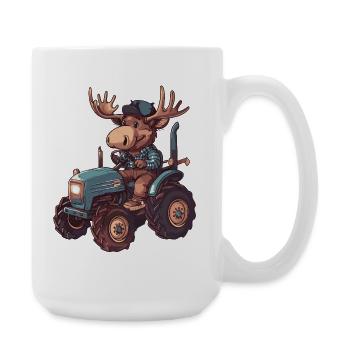 Elch Traktor Farmer - Große Tasse 440 ml - Weiß - Rechts