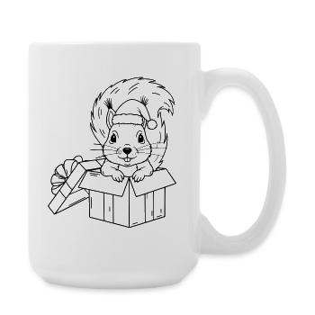 Cute Christmas squirrel in gift box - Large Mug 440 ml - white - Right