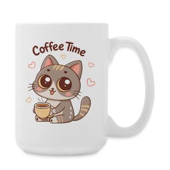 Kätzchen-Kaffeezeit - Große Tasse 440 ml - Weiß - Rechts