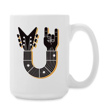Guitar and Finger Horn Hand - Large Mug 440 ml - white - Right