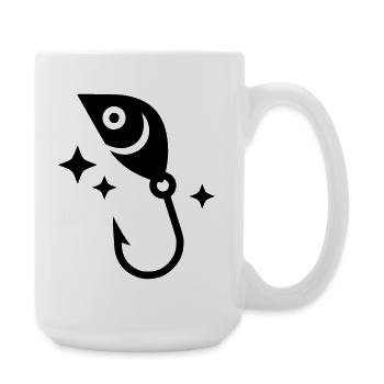 Fishing Lure Spoon Hook Luck Vector - Large Mug 440 ml - white - Right