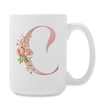 Q Floral Watercolor and Ribbon - Large Mug 440 ml - white - Right