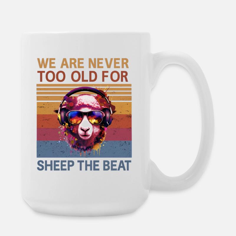 Sheep Beat Retro Vibes - Large Mug 440 ml - white