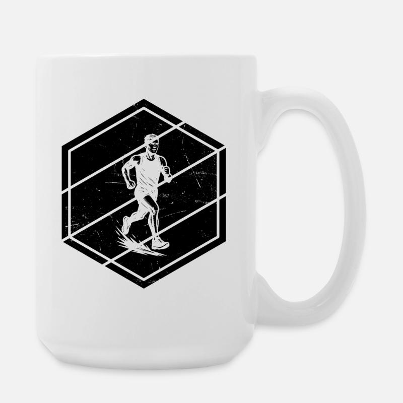 Characterful running design - Large Mug 440 ml - white