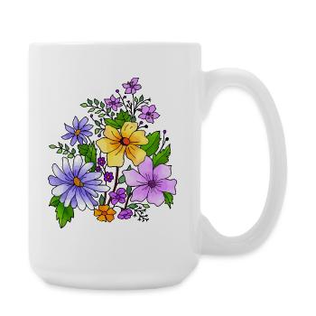 Blumen - Große Tasse 440 ml - Weiß - Rechts
