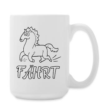 Pferd (Fährt), Pferd wie fahren - Wortwitz T-Shirt - Große Tasse 440 ml - Weiß - Rechts