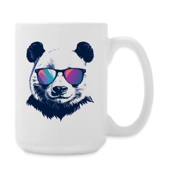 cooler Panda mit Neon Sonnenbrille Porträt Motiv - Große Tasse 440 ml - Weiß - Rechts