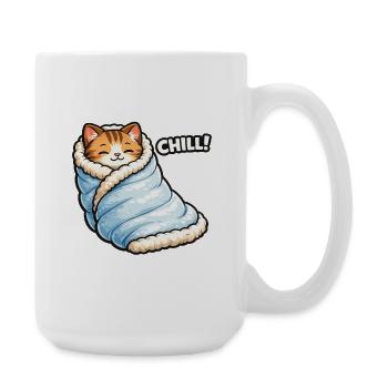 Kuschelkatze in Winterdecke - Große Tasse 440 ml - Weiß - Rechts