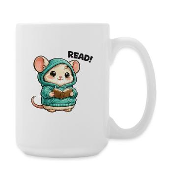 Lese-Maus im Hoodie - Große Tasse 440 ml - Weiß - Rechts