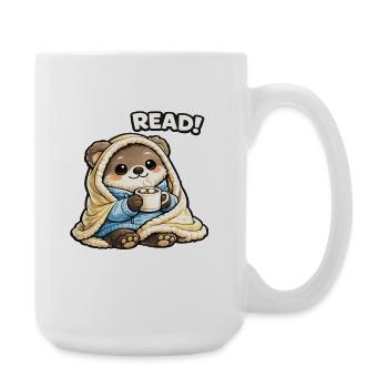 Kuschelbär Lesezeit Unter Decke - Große Tasse 440 ml - Weiß - Rechts