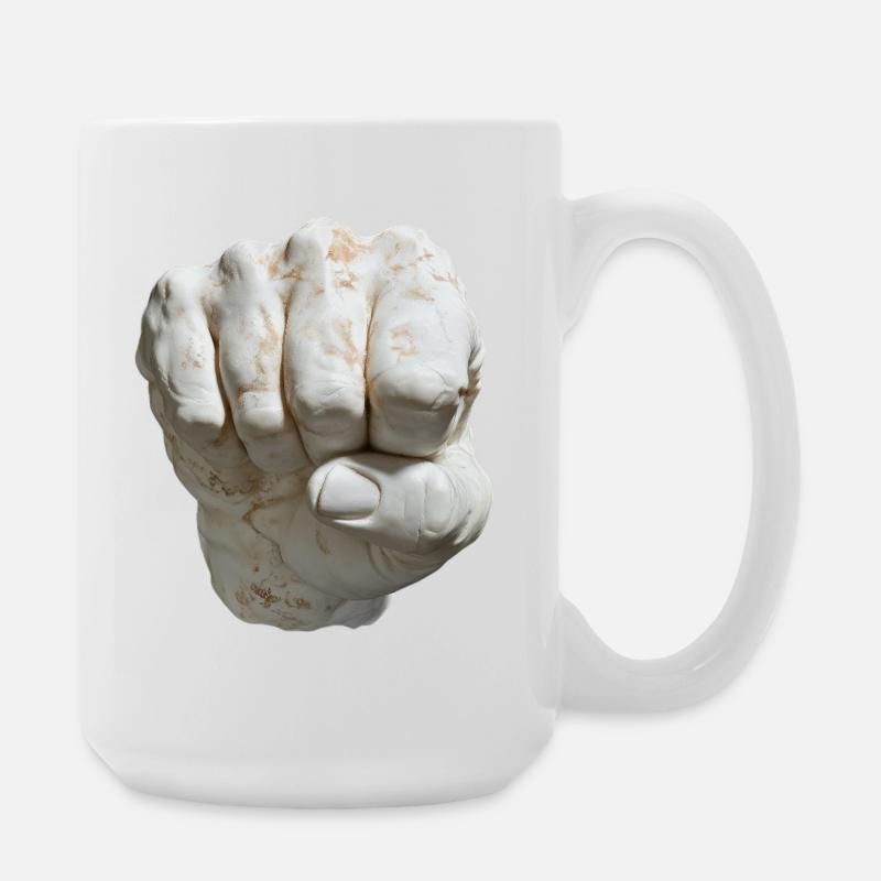 Look de marbre à poing fixe - Grande tasse 440 ml - blanc