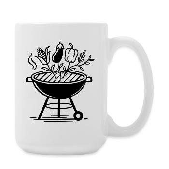 Vegan Grillen mit Gemüse & BBQ-Style - Große Tasse 440 ml - Weiß - Rechts