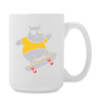Cooles Nilpferd Skater Skateboard Vektor - Große Tasse 440 ml - Weiß - Rechts
