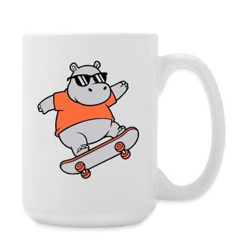 Cooles Nilpferd Skater Skateboard Vektor - Große Tasse 440 ml - Weiß - Rechts
