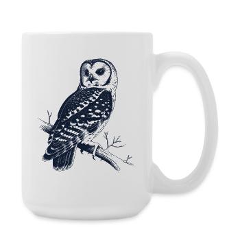Vintage Owl on Branch | Mystic Forest Motif - Large Mug 440 ml - white - Right
