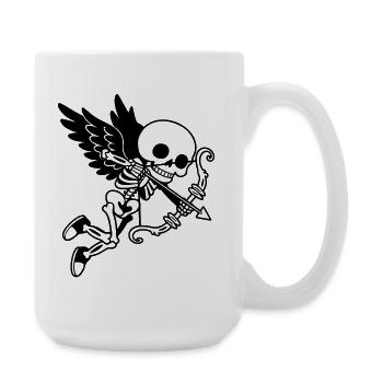 Cupidon Squelette aux ailes noires - Grande tasse 440 ml - blanc - Droite