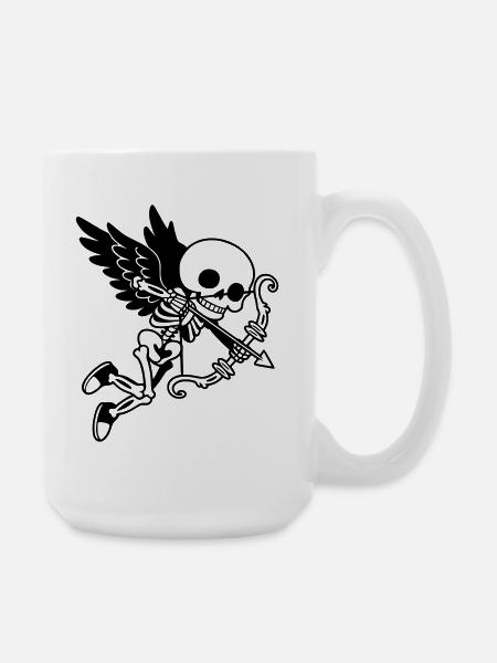 Skeleton Cupid with Wings Black - Large Mug 440 ml - white