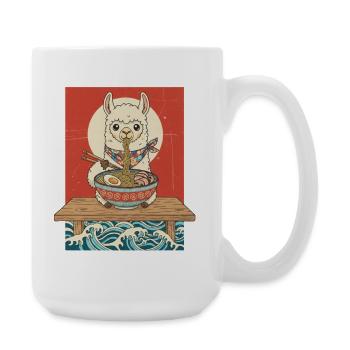 Kawaii Lama Ramen Nudeln - Große Tasse 440 ml - Weiß - Rechts