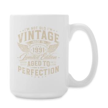 Cadeau d’anniversaire vintage 1991 - Grande tasse 440 ml - blanc - Droite
