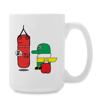 Cartoon Boxing Duo: Bold Bag Mascot - Large Mug 440 ml - white - Right