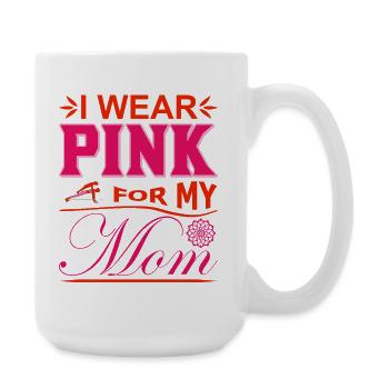 Ich trage Pink zur Brustkrebs-Unterstützung meiner Mutter - Große Tasse 440 ml - Weiß - Rechts