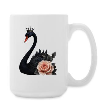 Black Swan Crowned with Rose - Large Mug 440 ml - white - Right