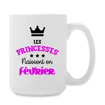Princesse née en Février Cadeau Anniversaire - Grande tasse 440 ml - blanc - Droite