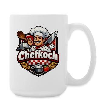 Chefkoch Cartoon Motiv Küchenheld - Große Tasse 440 ml - Weiß - Rechts