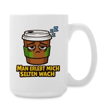 Schläfriger Kaffee Spruch - Große Tasse 440 ml - Weiß - Rechts