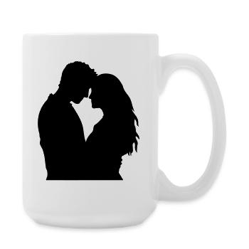 Couple Silhouette Amour Romance Petit ami de la Saint-Valentin - Grande tasse 440 ml - blanc - Droite