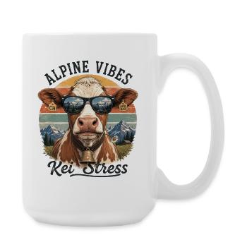 Alpine Vibes Kuh Kei Stress - Große Tasse 440 ml - Weiß - Rechts