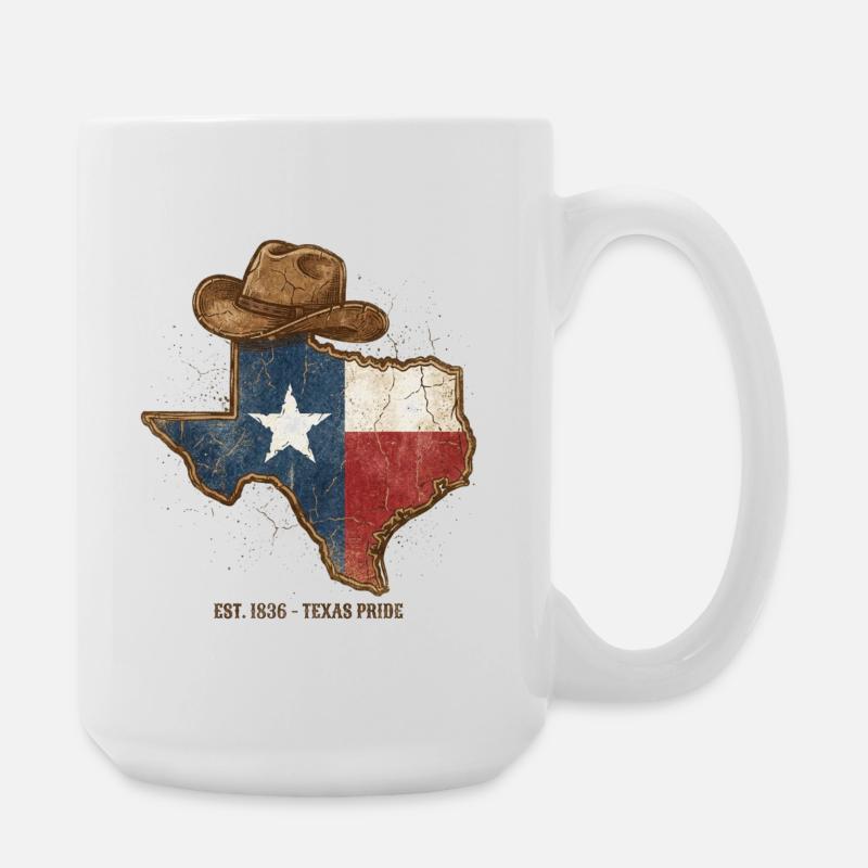 Texas Pride with cowboy hat - Large Mug 440 ml - white