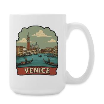 Autocollant de voyage vintage de la télécabine du Grand Canal de Venise - Grande tasse 440 ml - blanc - Droite