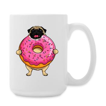 Donut Pug Dog in Pink Frosting - Large Mug 440 ml - white - Right