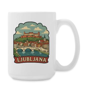 Ljubljana Slovenia Castle Vintage Travel Badge - Large Mug 440 ml - white - Right