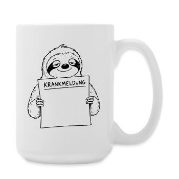 Faultier Krankmeldung - Große Tasse 440 ml - Weiß - Rechts