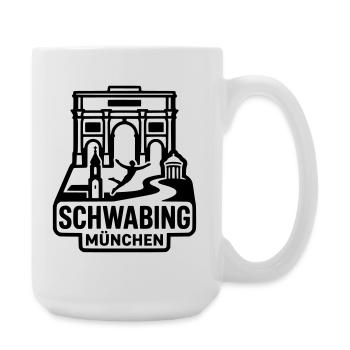 München Schwabing – Minimalistisches Skyline  - Große Tasse 440 ml - Weiß - Rechts