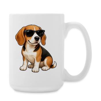 Cool Beagle Dog with Sunglasses Cartoon - Large Mug 440 ml - white - Right