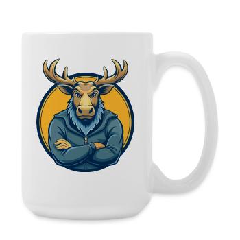 Moose Kawaii Maskottchen-Cartoon-Charakter-Clipart-Logo - Große Tasse 440 ml - Weiß - Rechts